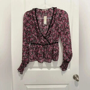 Francesca's Miami Collection Purple Black Long Sleeve Top